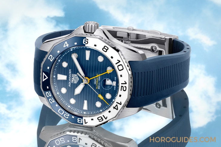TAG HEUER - 藍白陶瓷圈！ TAG Heuer Aquaracer Professional 300 GMT兩地時間腕表