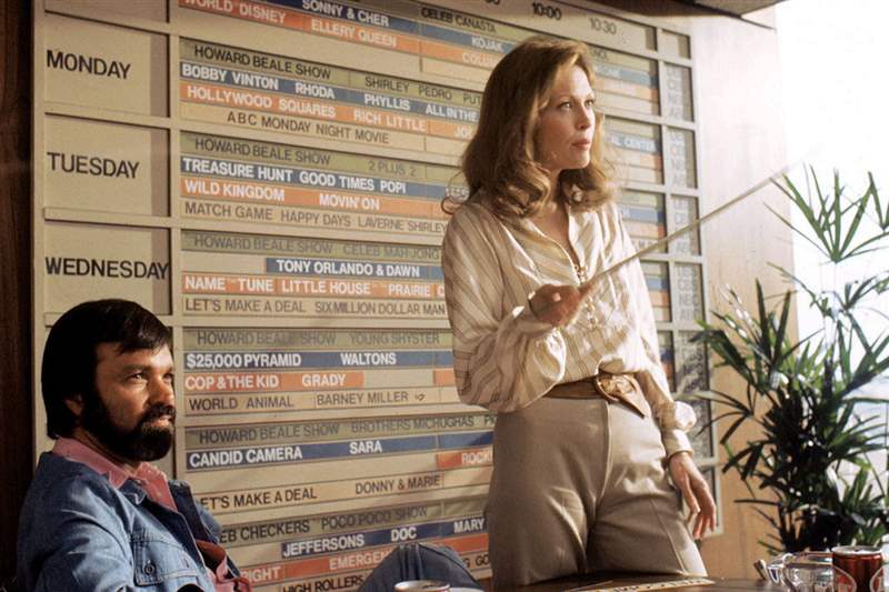 費·唐納薇 (Faye Dunaway) 在電影“網(wǎng)絡”中的一個場景