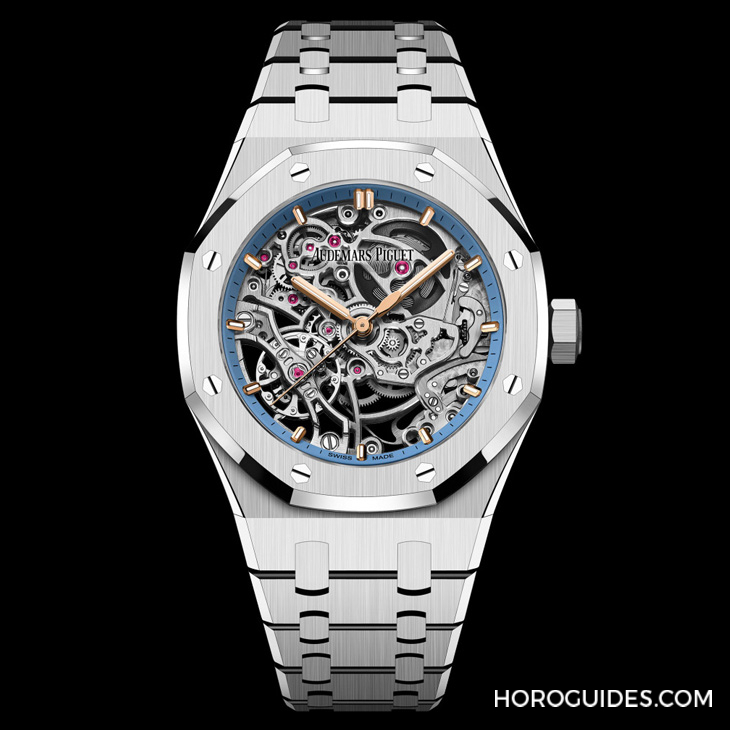 AUDEMARS PIGUET - ROYAL OAK - 15467BC. OO.1256BC.01 - 單一色調(diào)、經(jīng)典修飾，愛(ài)彼皇家橡樹(shù)系列雙擺輪鏤空腕表37毫米新作利落登場(chǎng)