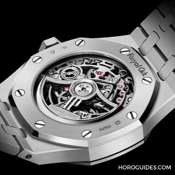 AUDEMARS PIGUET - ROYAL OAK - 15467BC. OO.1256BC.01 - 單一色調(diào)、經(jīng)典修飾，愛(ài)彼皇家橡樹(shù)系列雙擺輪鏤空腕表37毫米新作利落登場(chǎng)